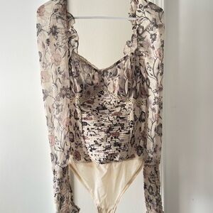Free People Brunch Date Floral Bodysuit